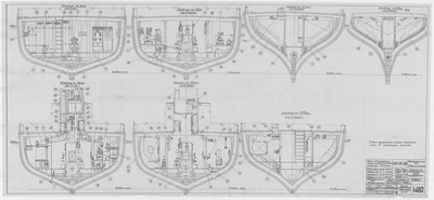 Thumbnail for 1462_ЗверобойнаяШхуна_МоторноеОтделение_ОбщееРасположениеМеханизмов_Сечения_1951