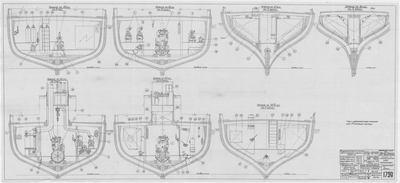 Thumbnail for 1729_ЗверобойнаяШхуна_МоторноеОтделение_РасположениеМеханизмов_Сечения_1952