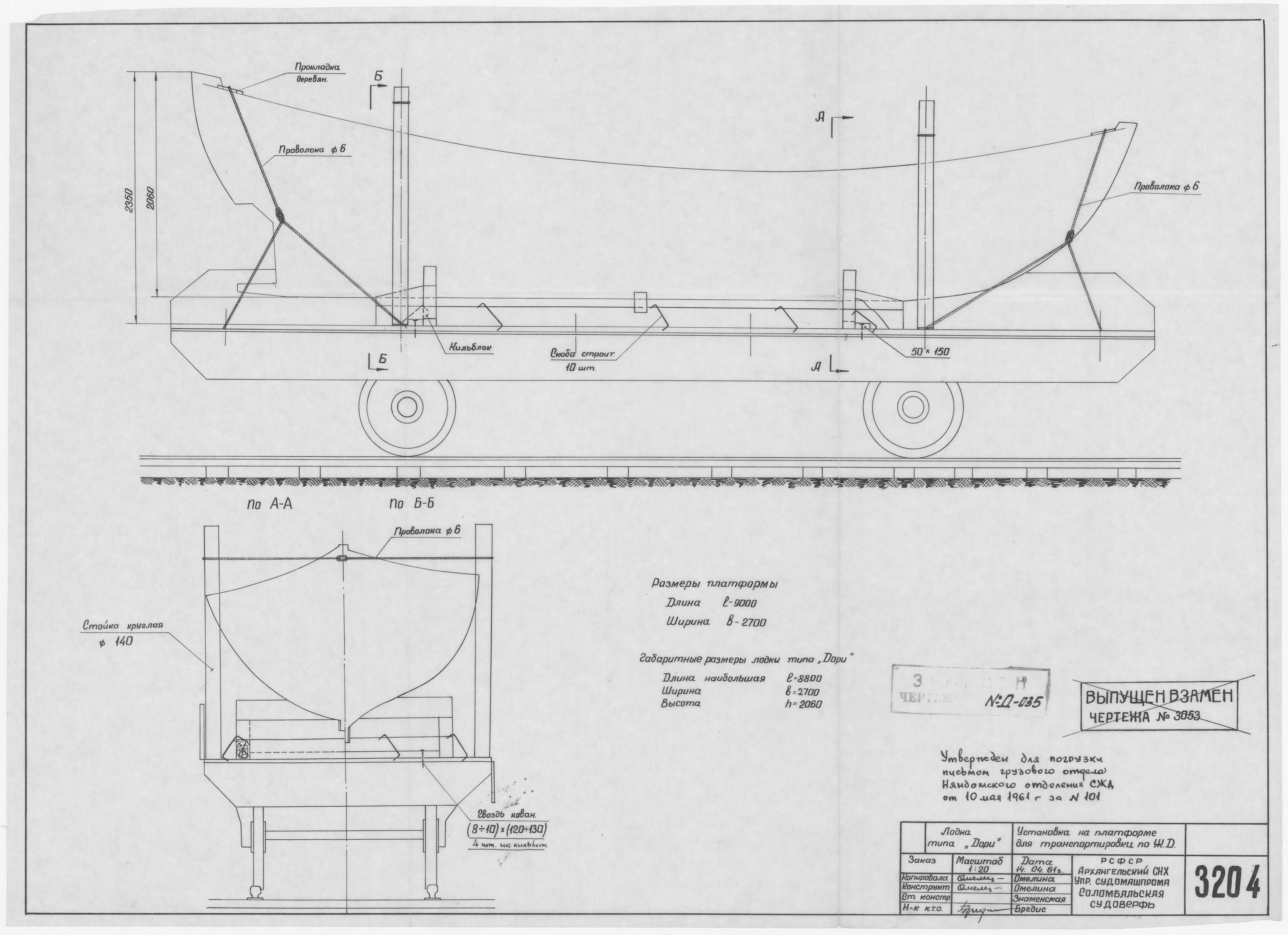 3204_Дори_УстановкаНаПлатформеДляТранспортировки_1961