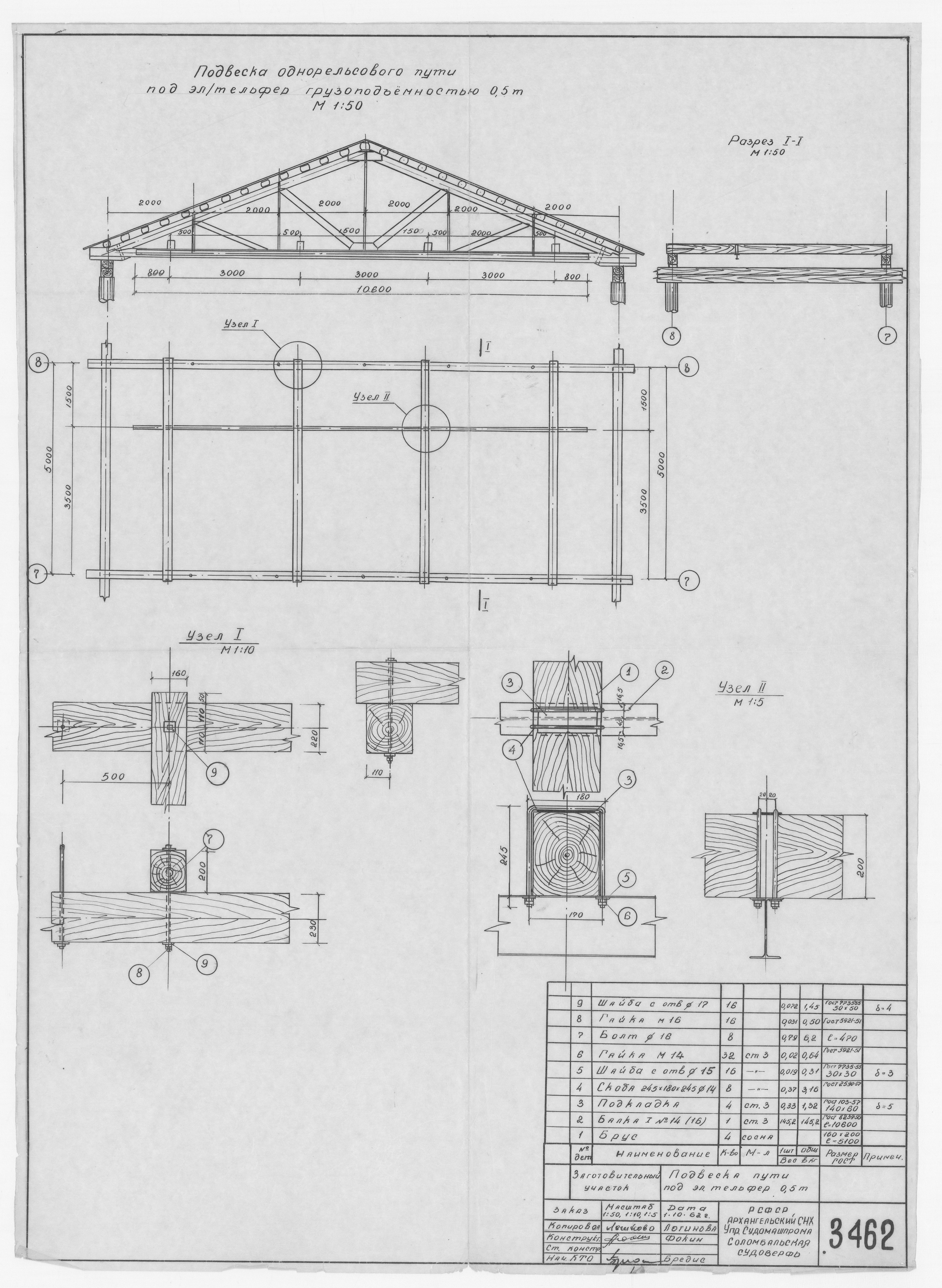 3462_ЗаготовительныйУчасток_ПодвескаПутиДляЭлектротельфера_1962
