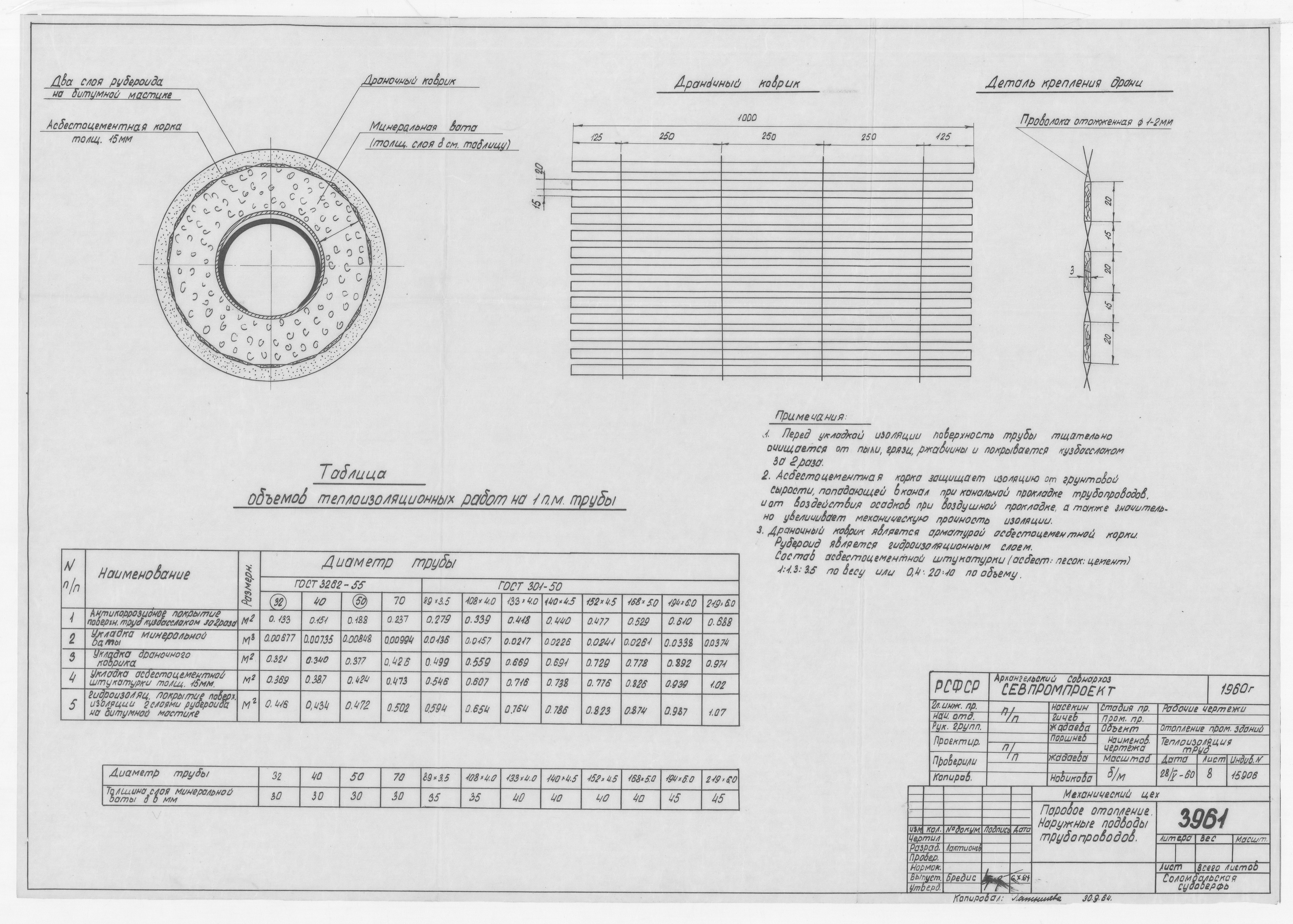 3961_МеханическийЦех_ПаровоеОтопление_НаружныеПодводыТрубопроводов_1964