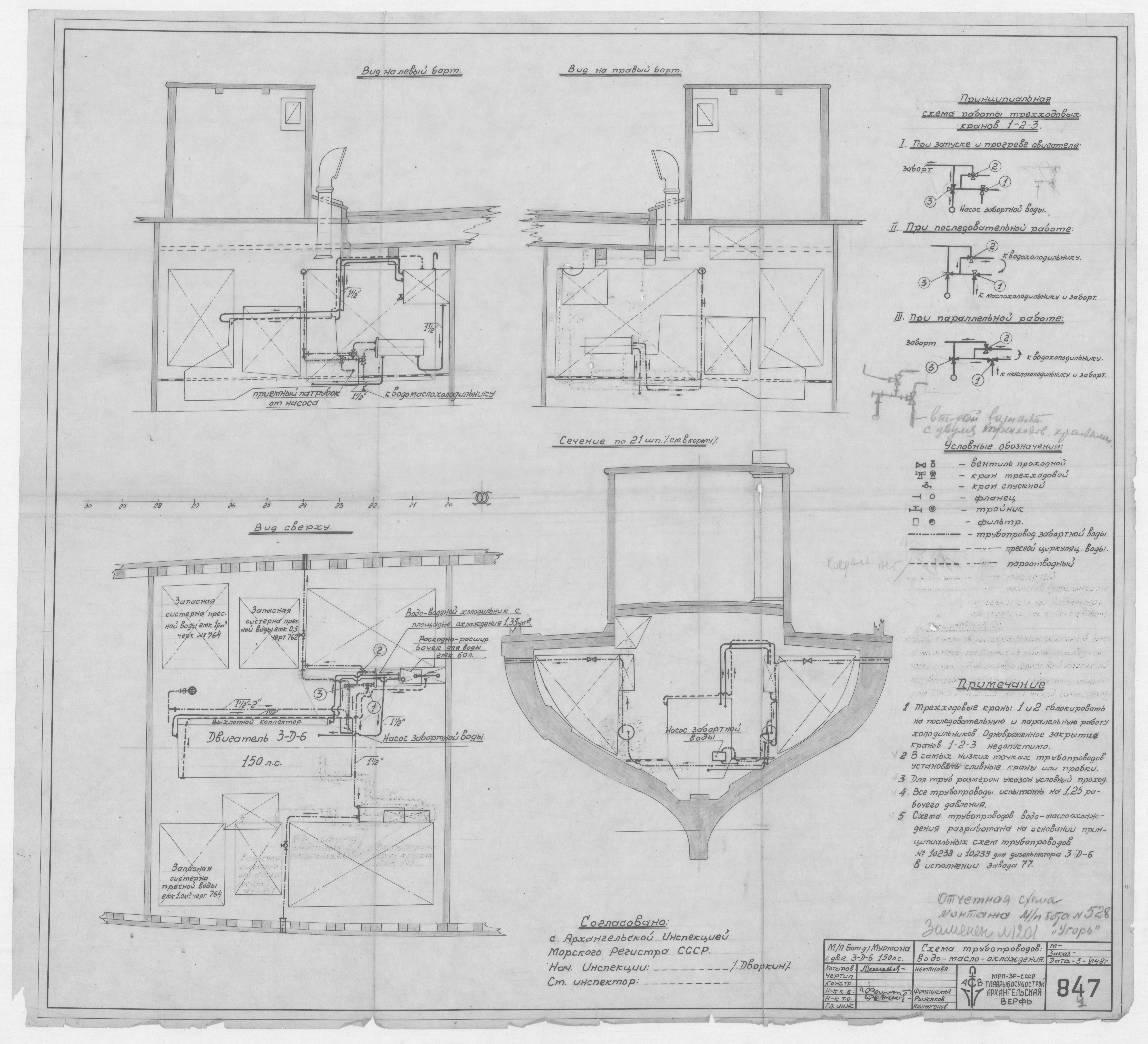 847_БотДляМурмана_ТрубопроводыВодо-Масло-Охлаждения_Схема_1948