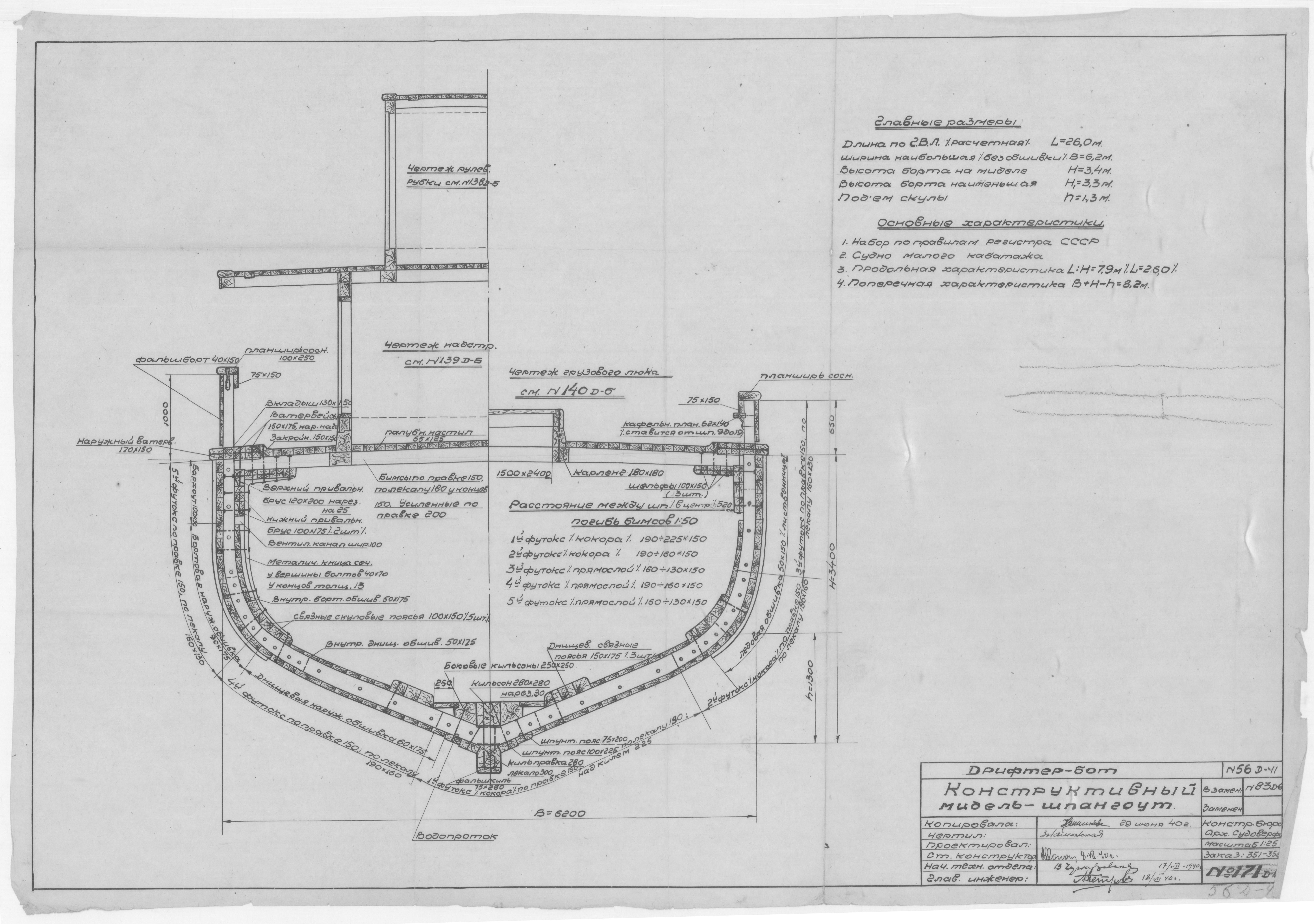 56Д-41_Дрифтер-бот_КонструктивныйМидель-шпангоут_1940