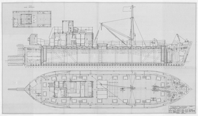 Thumbnail for 075_п_ИзотермическийПлашкоут_45т_ОбщееРасположение_ПродольныйРазрез_ПланПалуб_1957