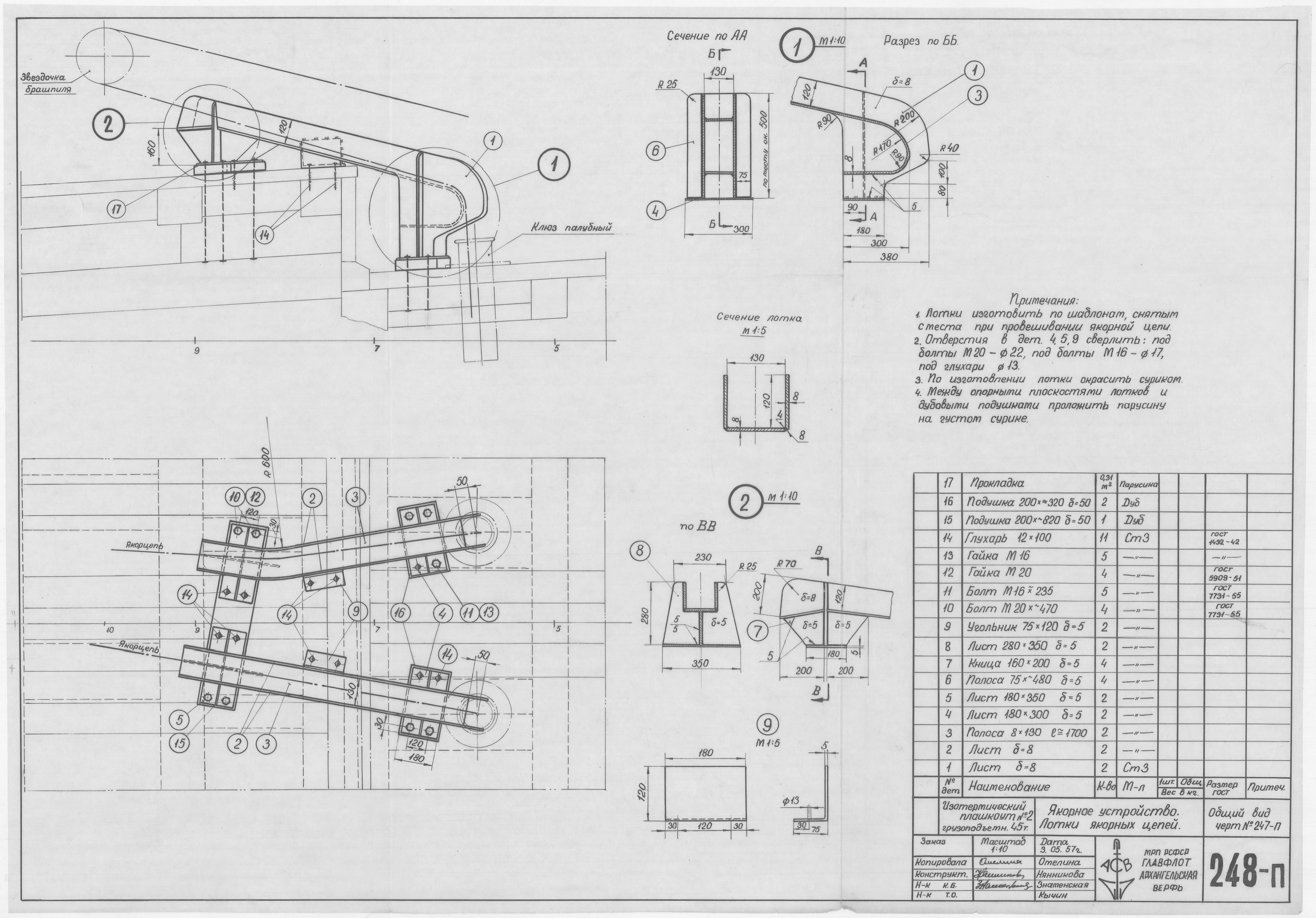 248_п_ИзотермическийПлашкоут_45т_ЯкорноеУстройство_ЛоткиЯкорныхЦепей_1957