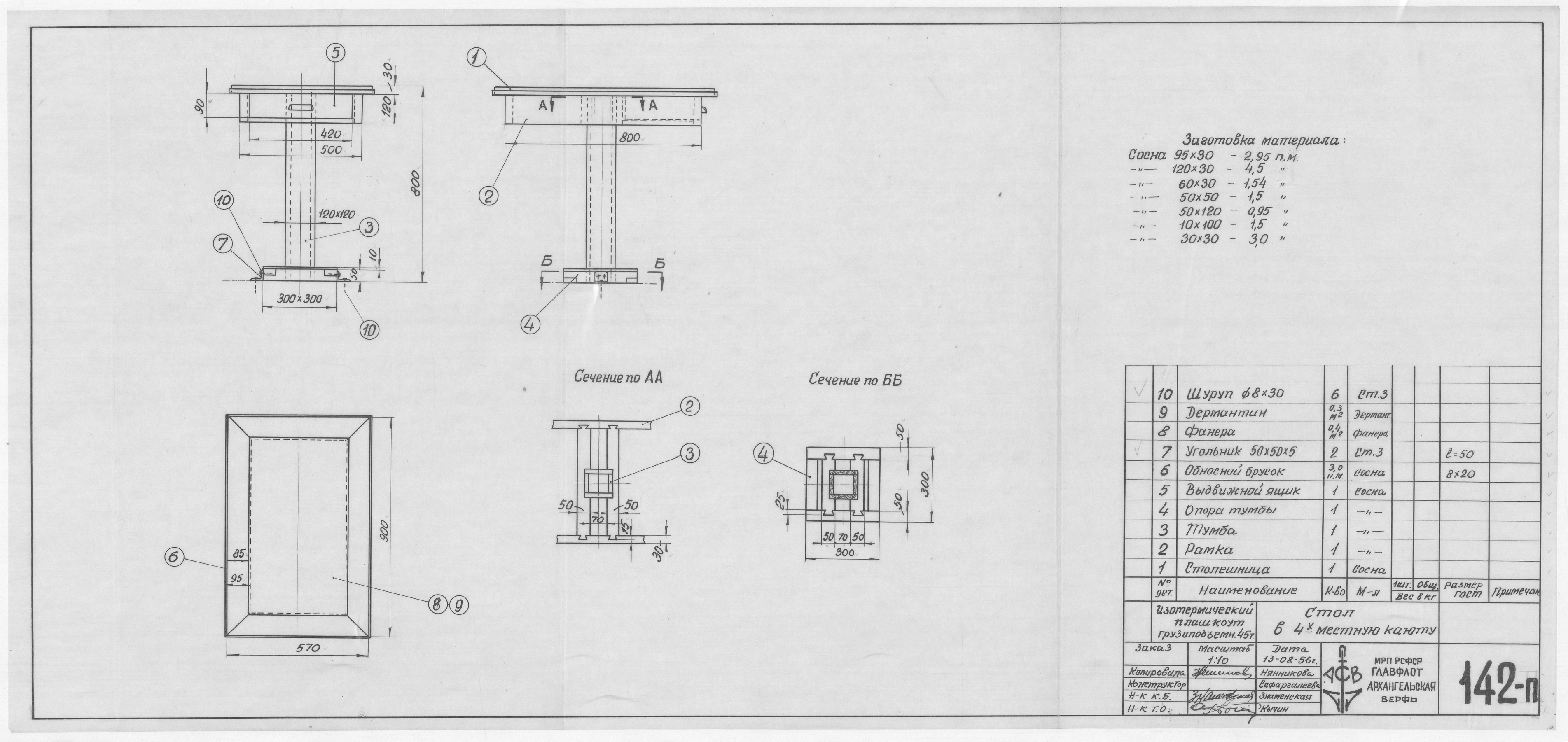 142_п_ИзотермическийПлашкоут_45т_СтолВКаюту_1956