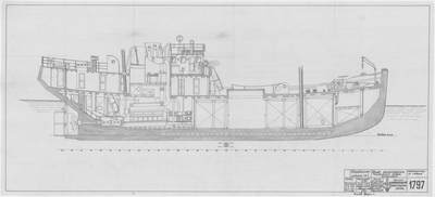 Thumbnail for 1797_ЗверобойнаяШхуна_ОбщееРасположение_ПродольныйРазрез_1952